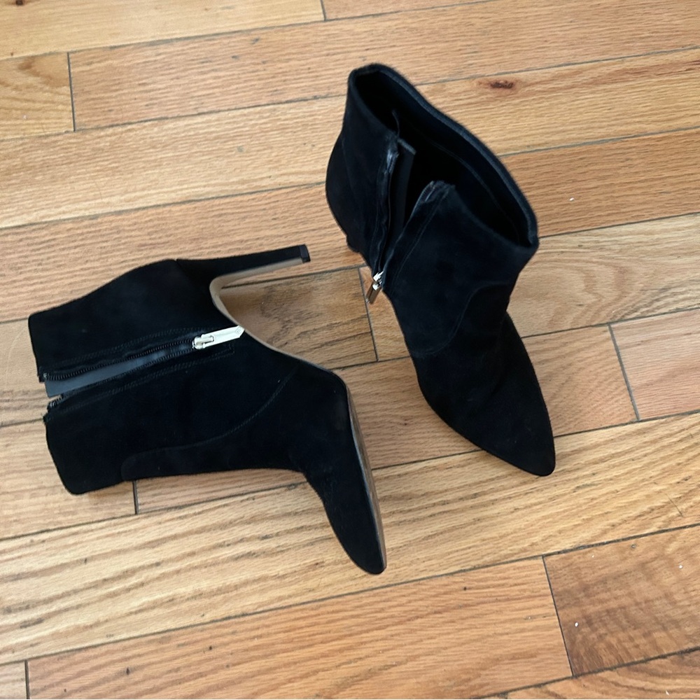 Sam Edelman black suede ankle heeled boots 7 size